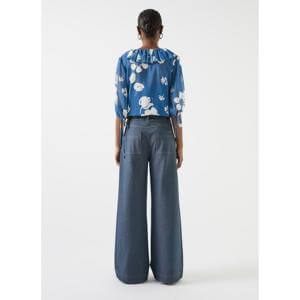 L.K. Bennett Rumi Frill Collar Block Print Blouse